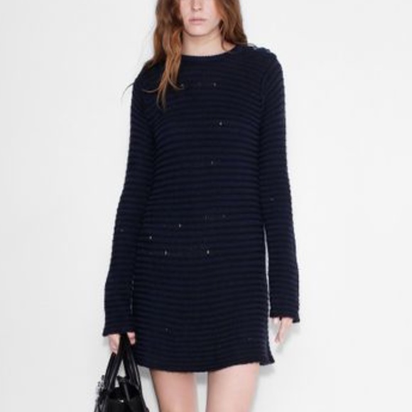 Zadig & Voltaire Distressed Striped Sweater Dress - Picture 5 of 8